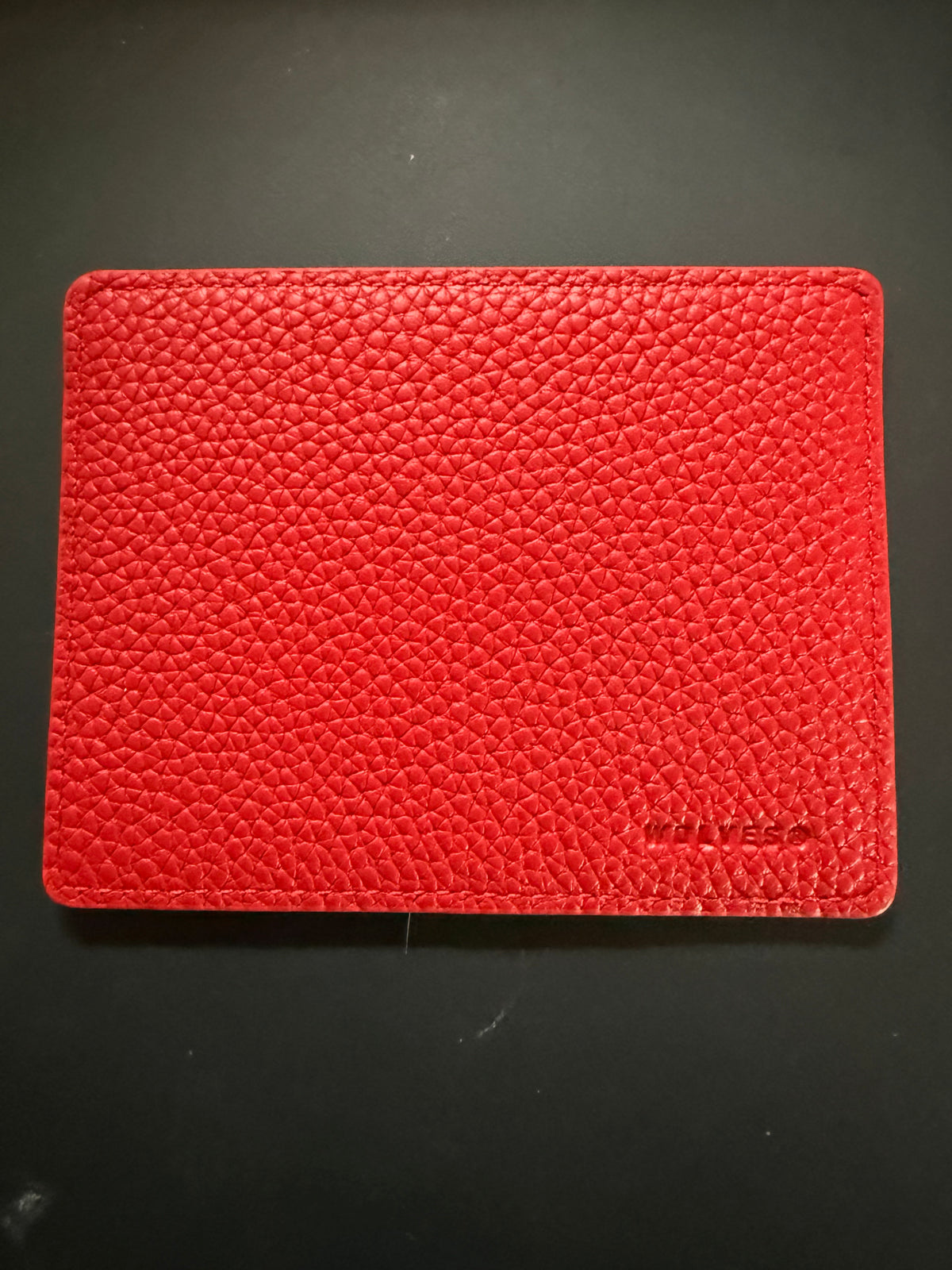 WOLVES ® Red Pebble Calfskin Leather Cardholder