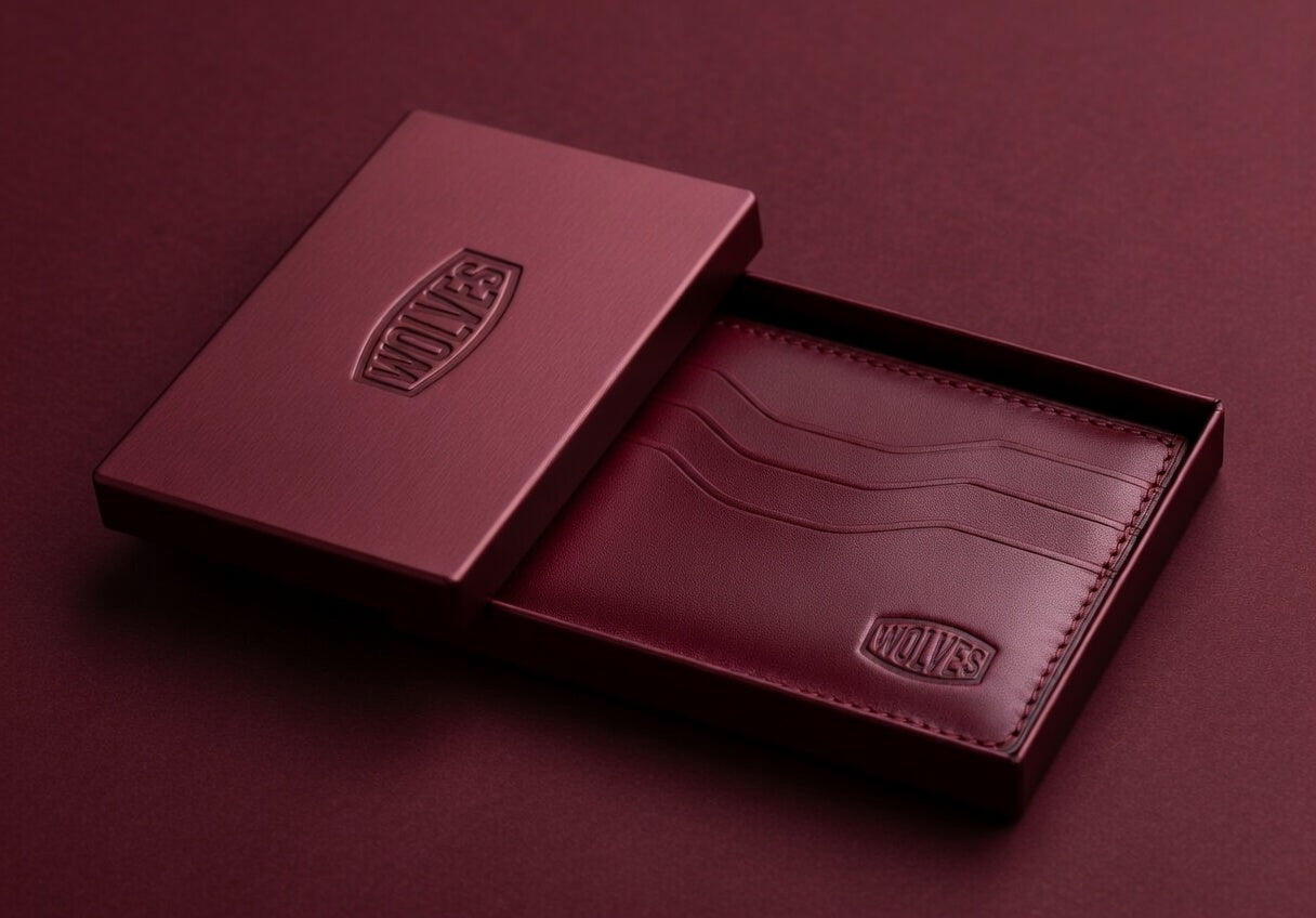 WOLVES ® Dark Red Luxury Leather Cardholder Wallet