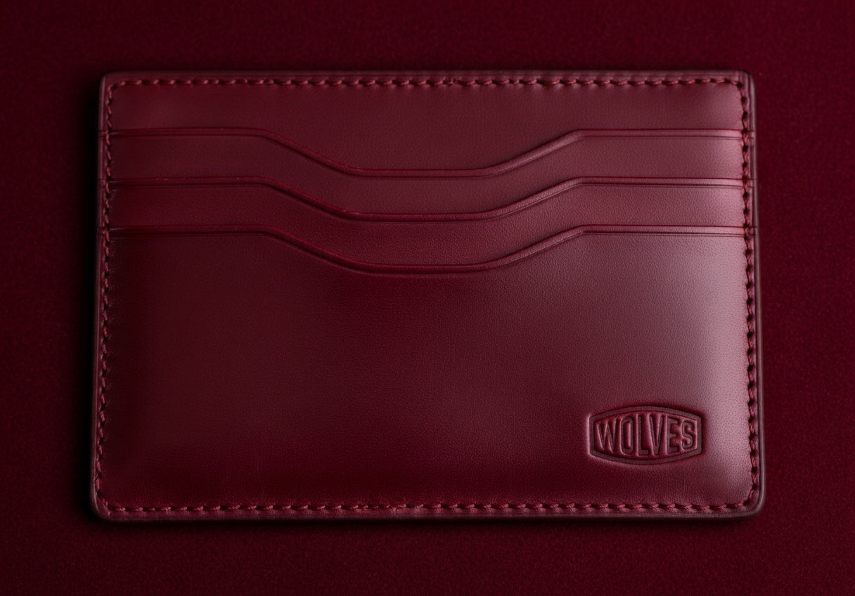 WOLVES ® Dark Red Luxury Leather Cardholder Wallet