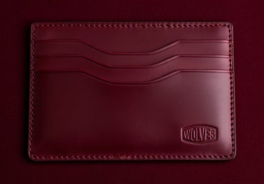 WOLVES ® Dark Red Luxury Leather Cardholder Wallet