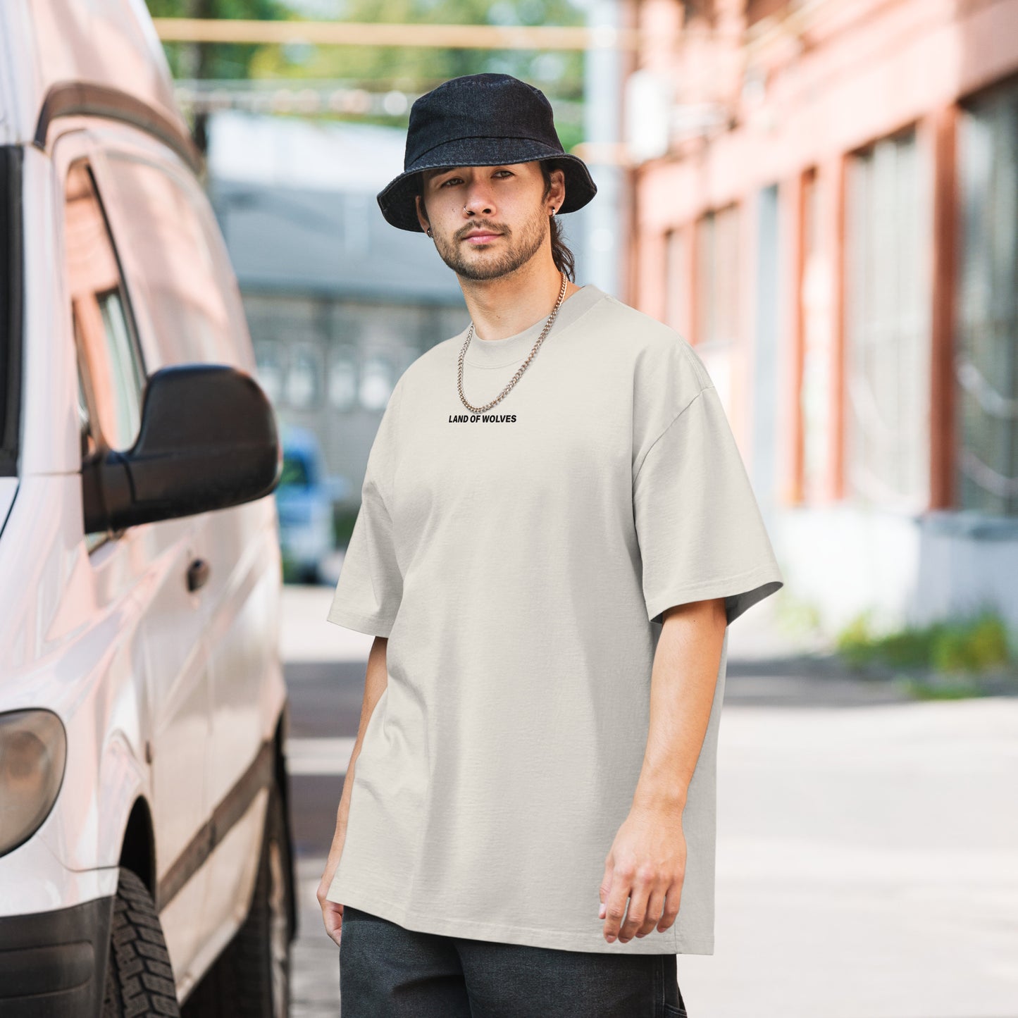 Land of Wolves DLR Oversized faded white t-shirt