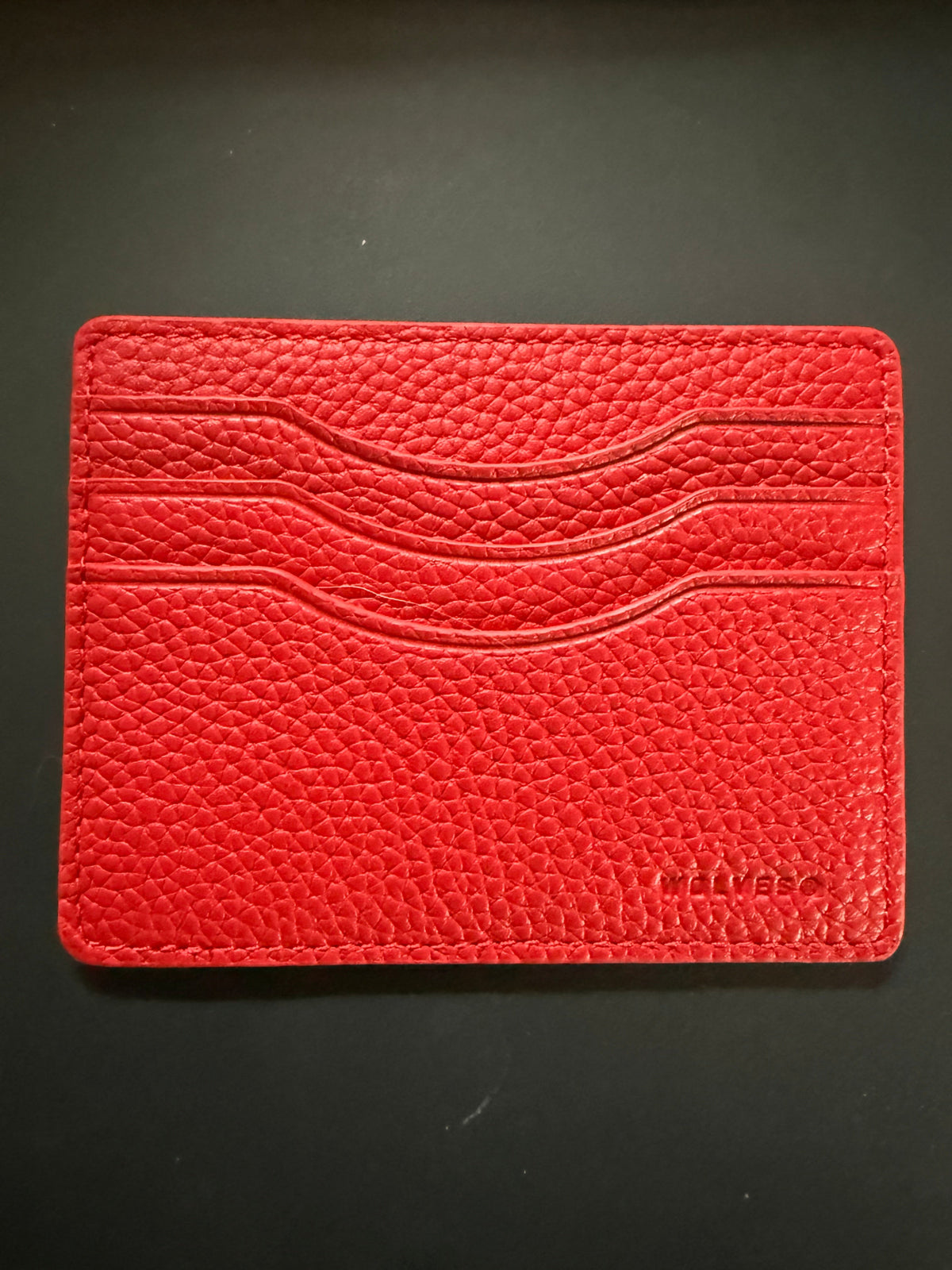 wolves cardholder red pebble leather 