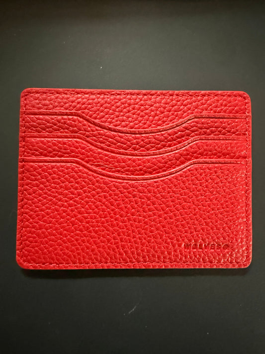 wolves cardholder red pebble leather 